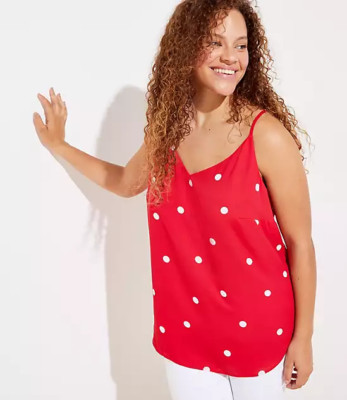 Loft PLUS Red Polka Dot Chiffon V-Neck Camisole Tank Top. Size 20. NEW WITH TAGS