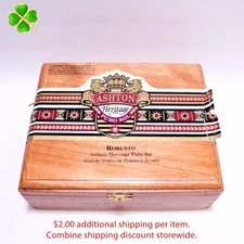 Ashton Robusto Heritage Empty Wood Cigar Box 7.75" x 6.25" x 2.5"