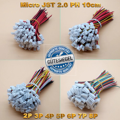   Micro JST PH 2.0 Stecker 2 3 4 5 6 7 8 9 Pin inkl. 15cm PVC Kabel RC Adapter  