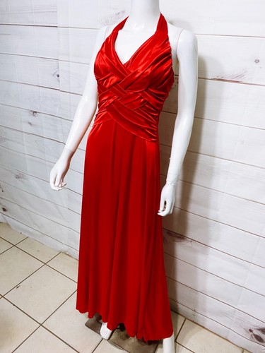 B. Darlin Womens Juniors Halter Maxi Dress Size 7/8 Red Lined Sleeveless - Picture 3 of 6