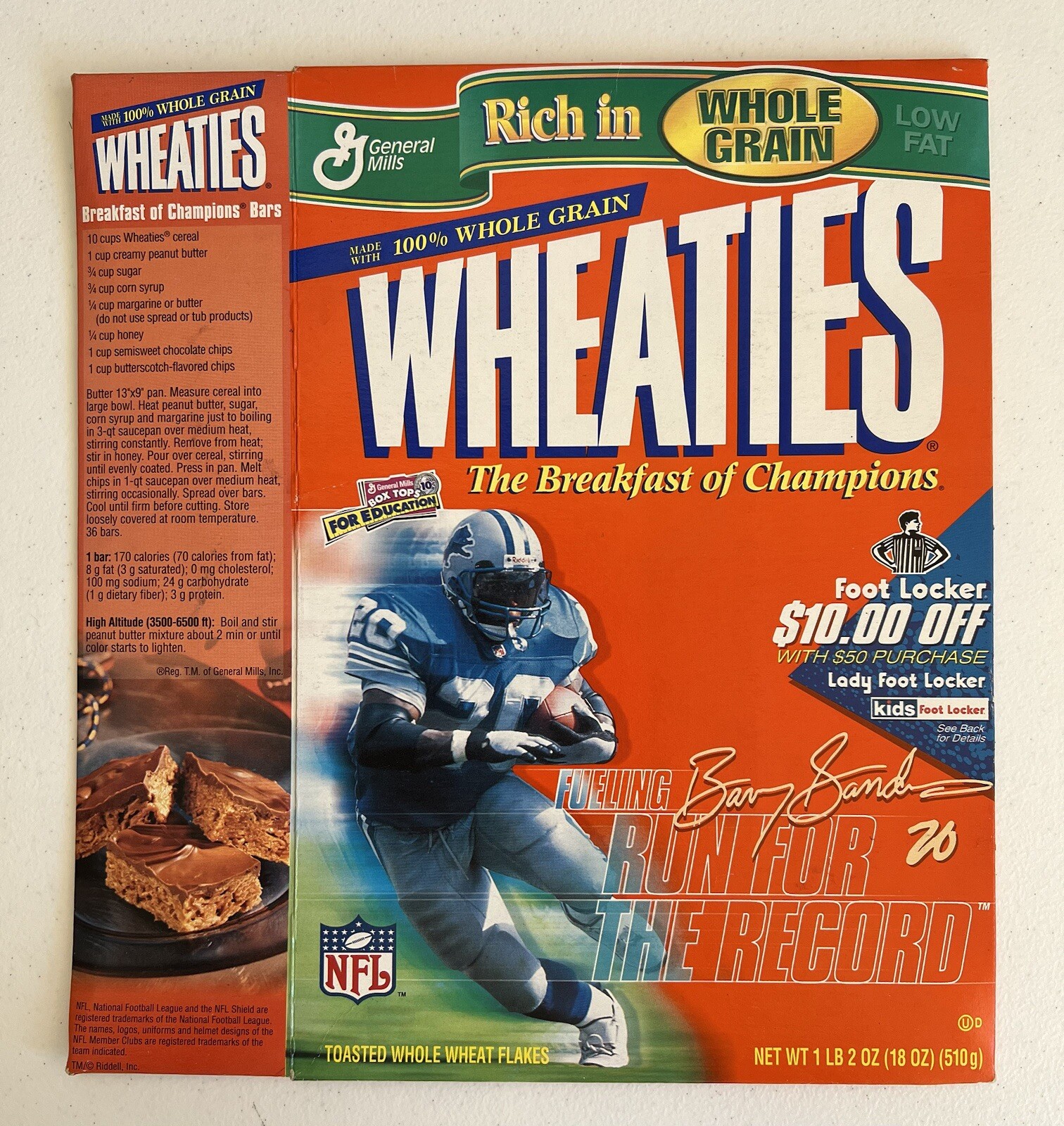 Barry Sanders 1999 Wheaties Cereal Box Empty Flat NFL Football