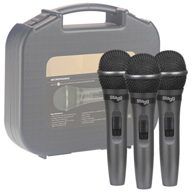 Stagg SDMP15-3 dynamische Handmikrofone mit Nierencharakteristik (3er Pack)