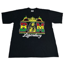 Vintage 90s Y2K Bob Marley Black Tee Shirt Mens XL Rasta Reggae Legendary