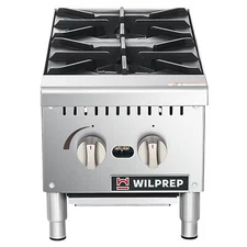 12" Commercial Natural Gas Range Countertop Gas Stove Grates 2 Burners 50,000BTU