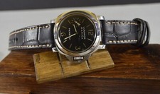 MA WATCH STRAP 26 24 22 MM BLACK III GENUINE GATOR SKIN FULL CUT FOR PANERAI ETC