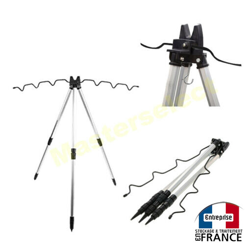 Trepied peche telescopique repose canne support reglable 6
