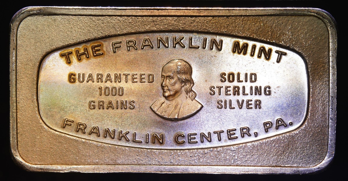 1970 Charleston National Bank WV Franklin Mint 2oz 925 Silver art