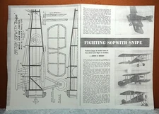 BRITISH SOPWITH SNIPE BALSA FREE FLIGHT MODEL AIRPLANE PLANS 18" WINGSPAN