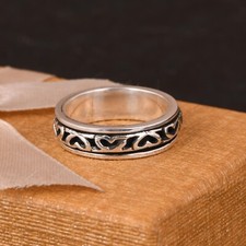 925 Sterling Silver Heart Spinner Ring, Meditation Ring, For Valentine's Gift