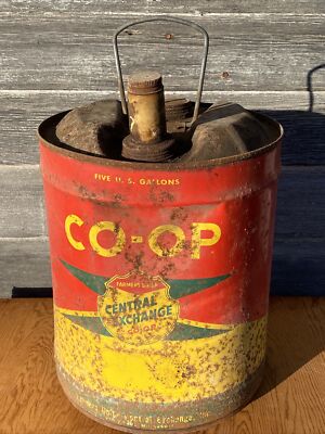 Vintage CO-OP Motor Oil 5 Gallon Oil Can Farmers Union Central Exchange