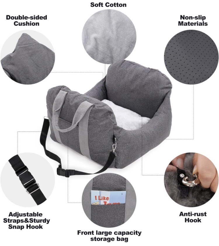 Dog Booster seat for Small Dogs,Fully Detachable and Washable Dog Car