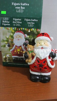 Costco~LED Light Up SANTA CLAUS FIGURINE~Steady White or Changing Colors~~NEW