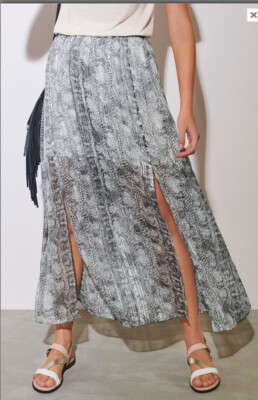 MAXI SKIRT NEXT BNWT Printed Metallic UK 10 Animal Print Sheer RRP