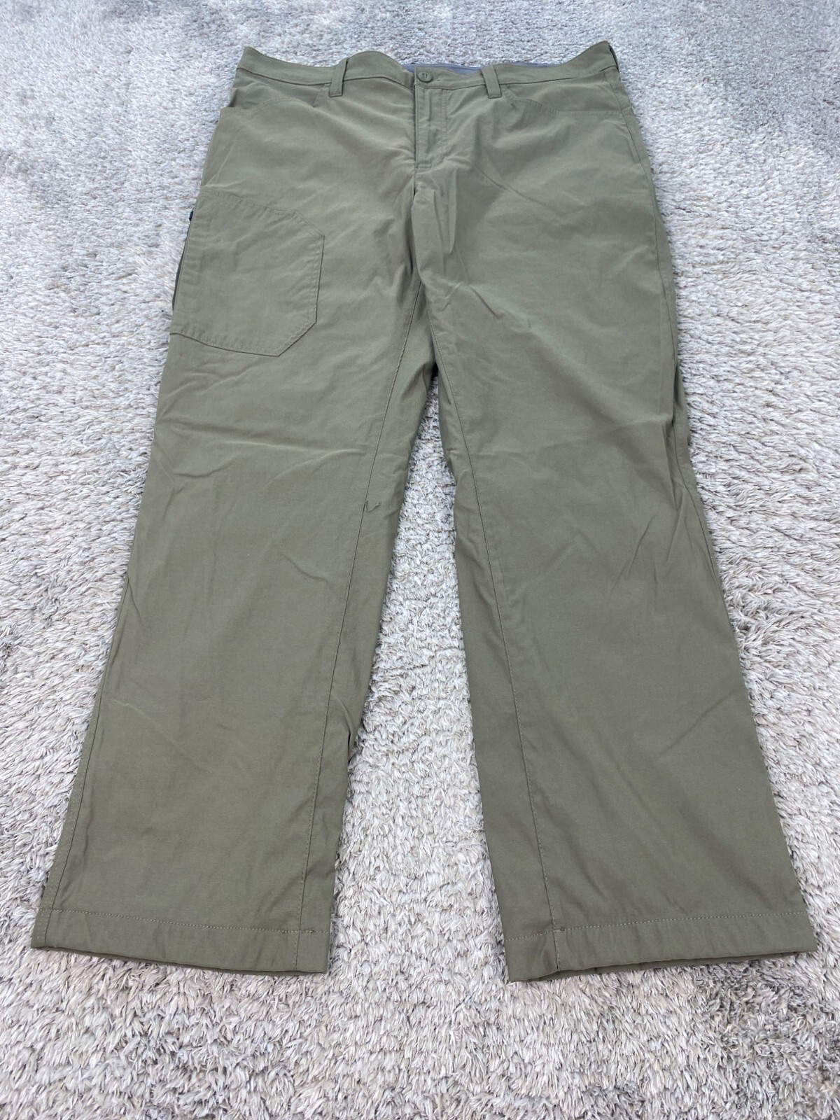 Eddie Bauer Pants Mens 38x30 Green Fleece Lined Hiking Outdoor Nylon Tech Cargo
