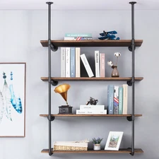 Industrial Pipe Shelving Rustic Iron PipeWall Mounted Bookshelf Free Standing
