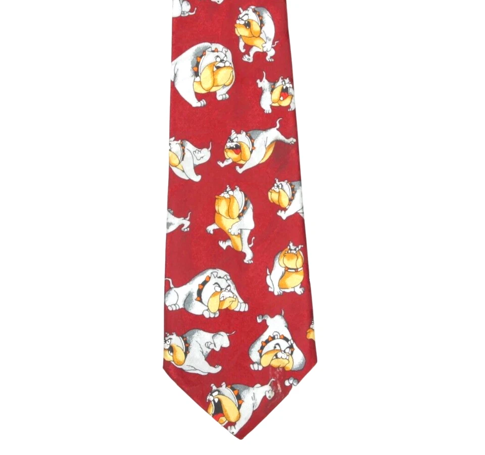 Corbata de cuello roja Bulldog Butch cómica gruñido ataque perro en el cuello para hombre Foto 2 de 3