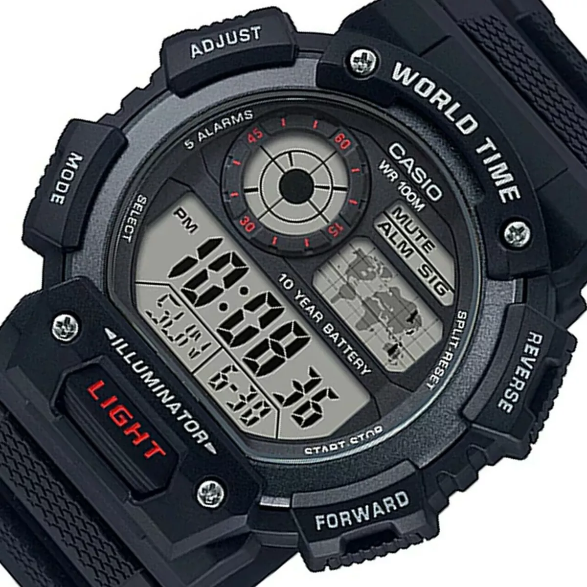 Casio AE 1400WH 1A Digital World Time Mens Sport Watch AE 1400