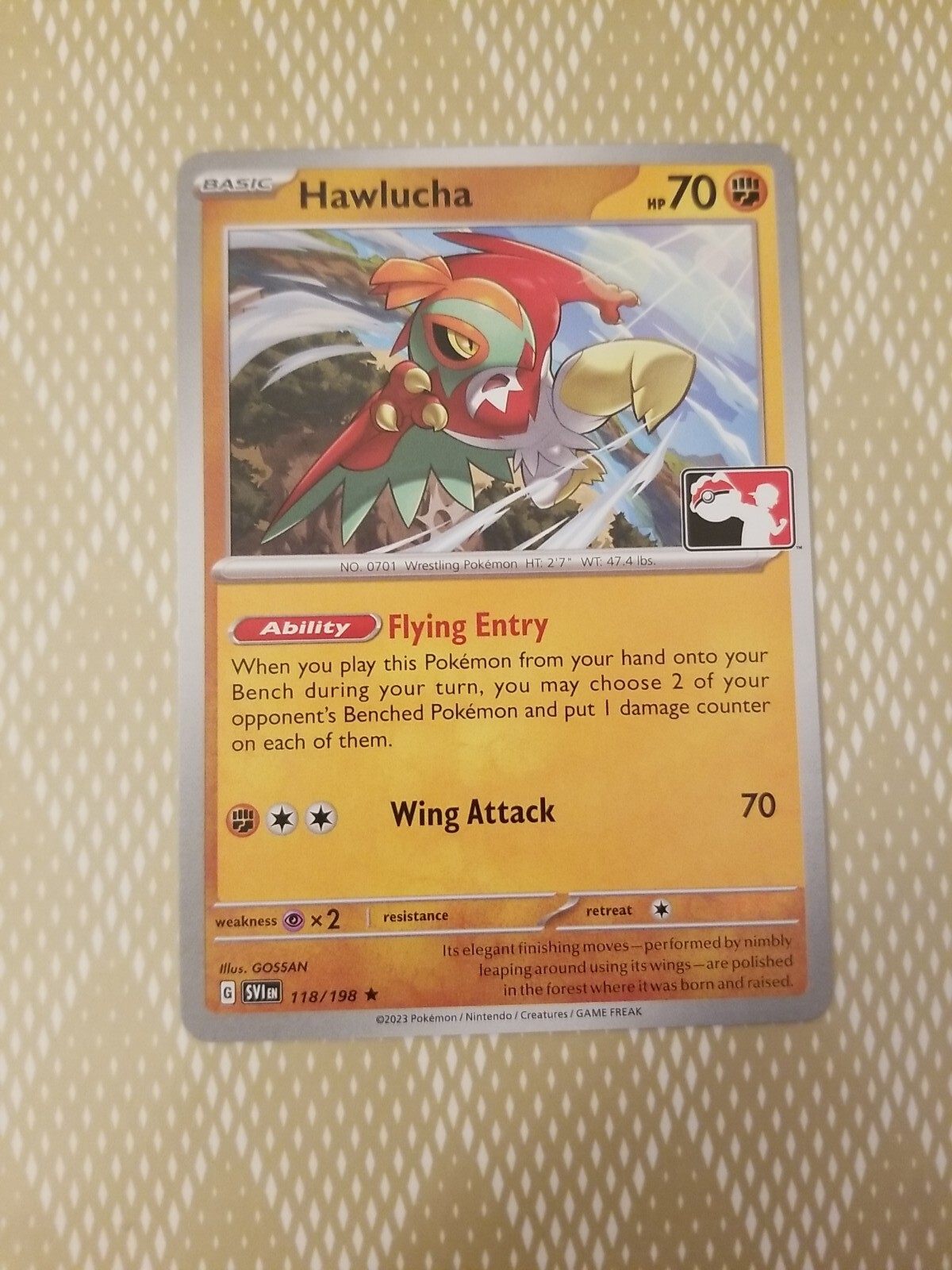 Hawlucha Pokemon Prize Pack Series 3  Promo Pokemon Card NM/LP Play Stamp