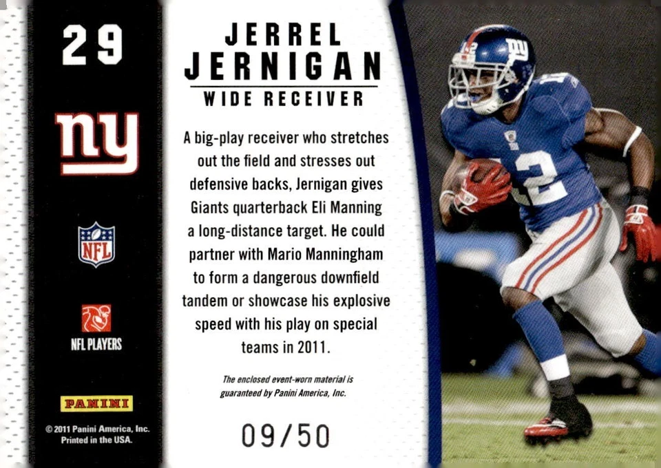 2011 Certified Shirt Off My Back Prime 09/50 Jerrel Jernigan #29 Rookie RC - Image 2 of 2