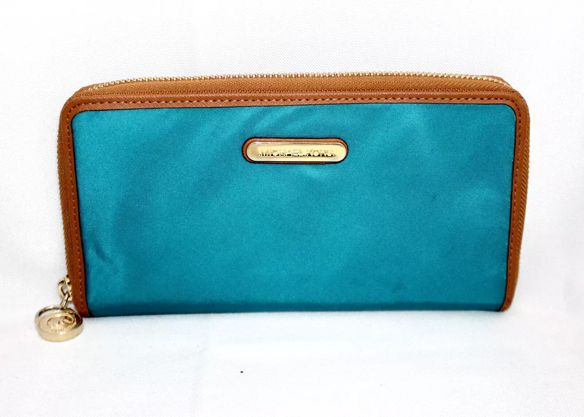 MICHAEL KORS Kempton Large Blue Nylon Zip Around Bi fold