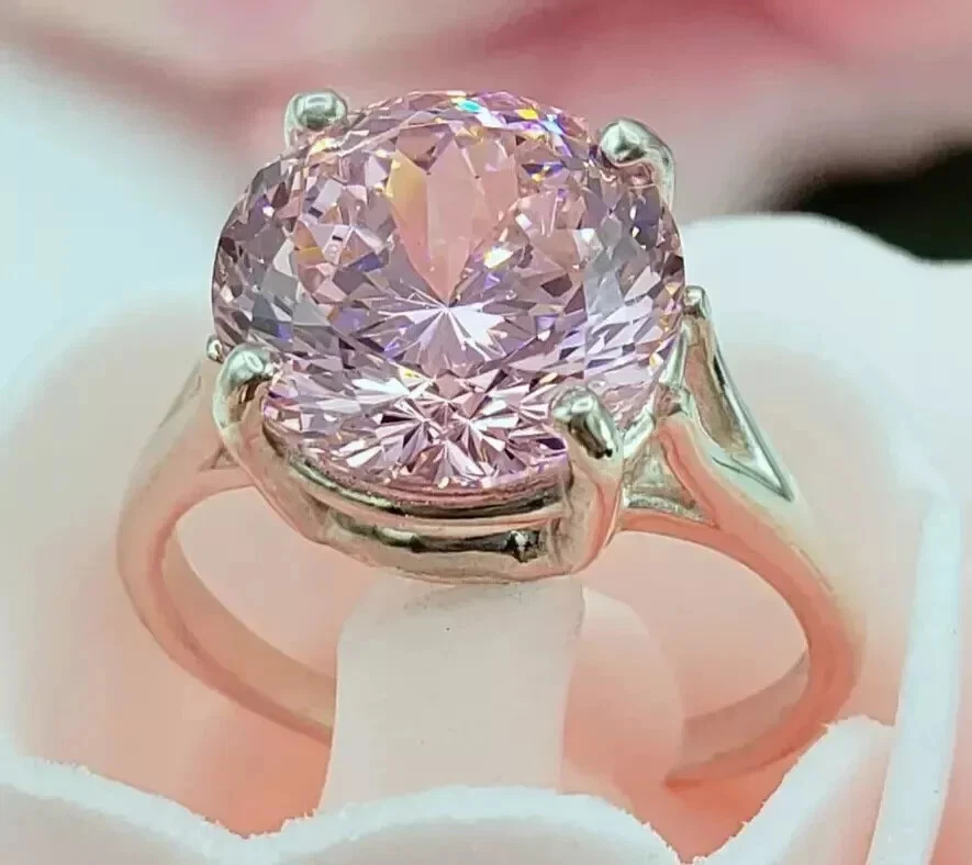 Сертифицированное кольцо с розовым бриллиантом португальской огранки 2,30 карата с отделкой белым золотом - Изображение 3 из 4