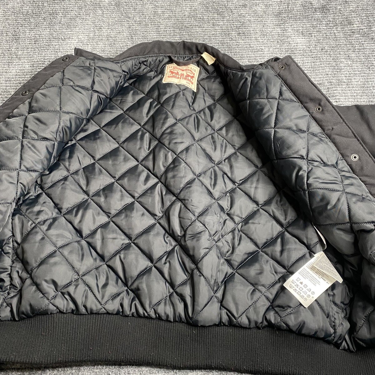 Levi's Trucker Bomber Jacket Thermore Thermal Diamond Lined Black