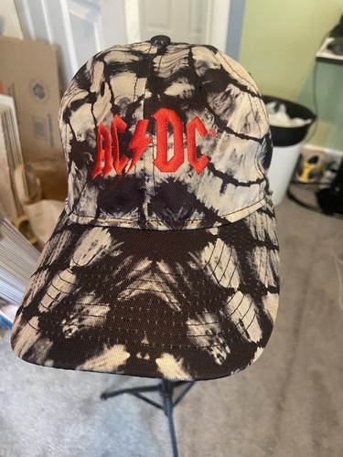 AC/DC Cap Tie Dye Look H3 Headwear Gray And Black Red Logo Adjustable ...