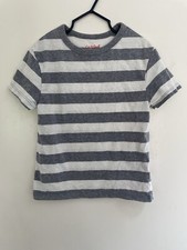 Cat  Jack Kid Boys Striped Cotton Blend Crewneck Short Sleeve Shirt Gray XS 4/5