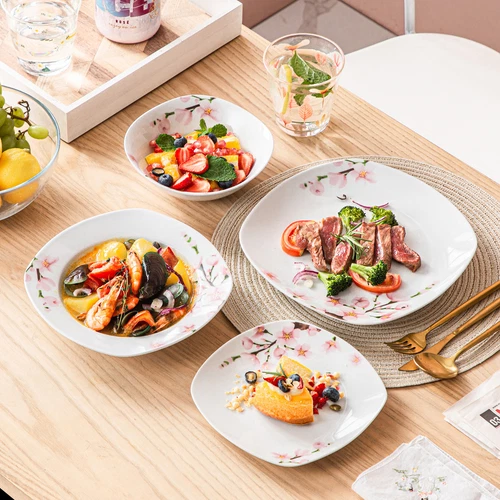 VEWEET ANNIE 24-Piece Dinner Set Porcelain Plate Bowl Set Tableware Pink Floral - Bild 6 von 8