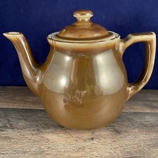 Fraunfelter China Teapot Large Golden Brown Ohio 711 Cootagecore 