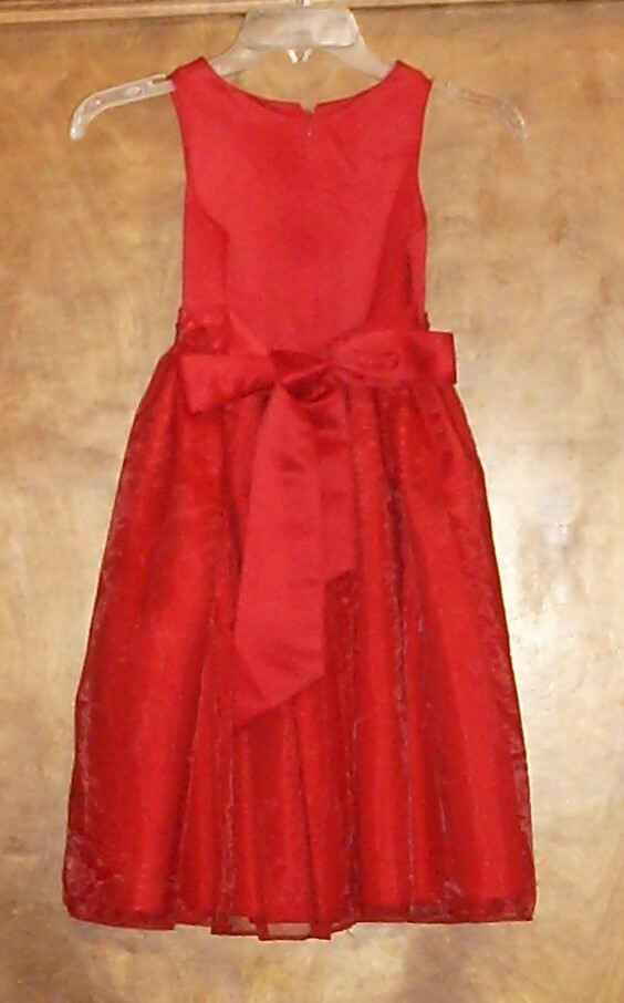 Sugar Plum Girls Sleeveless,1-PC Dress,Size 6X, Red,Layered Skirt, Ribbons,Beads image 2