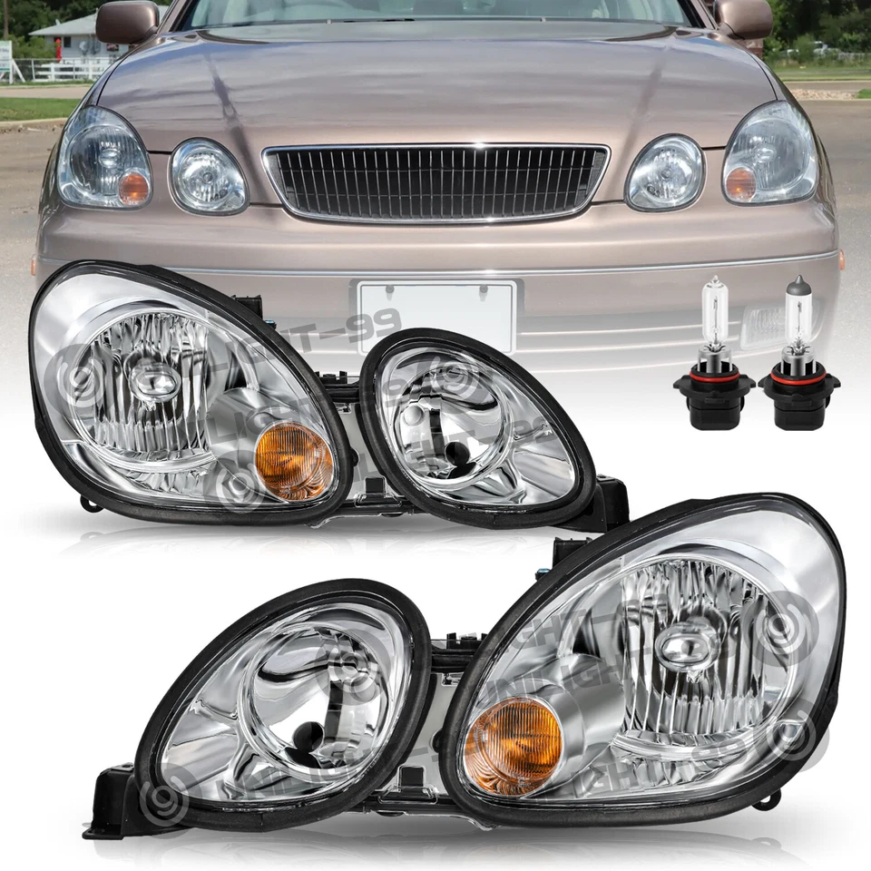 Faros para proyector halógeno transparente cromado Lexus GS300 GS400 GS430 1998-2005 Foto 2 de 2