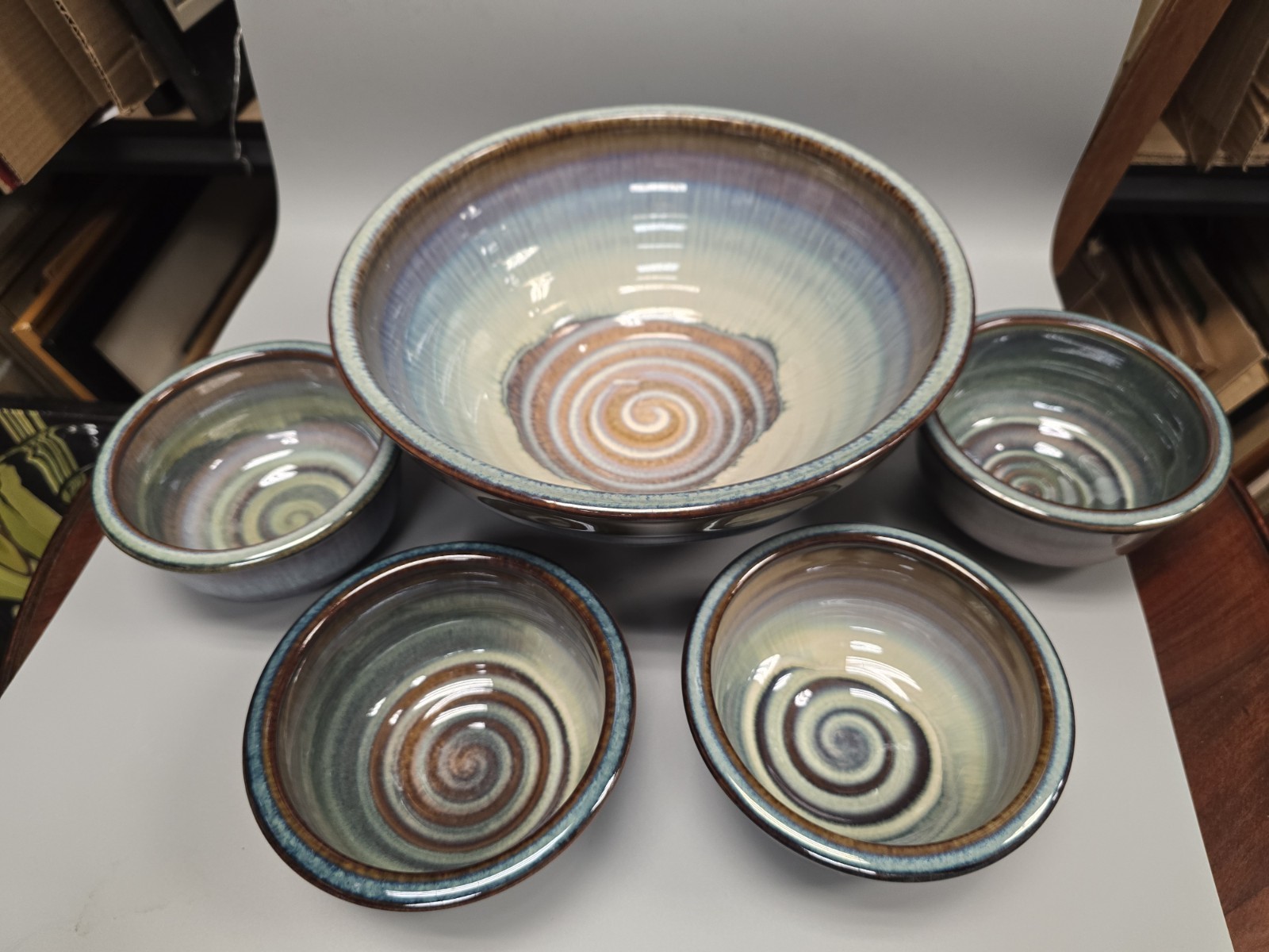 Bill Campbell Pottery Bowl Set / 5 PIECES SALAD BOWL SET 
