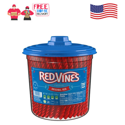 Red Vines Original Red Licorice Twists 3.5lb Party Size Jar Bulk Candy