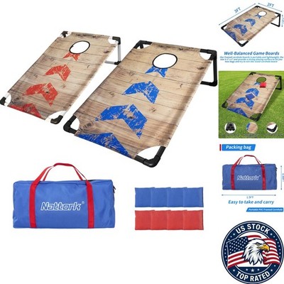 Travel-Friendly Cornhole Game Set - Compact Boards & Bags for Indoor/Outdoor Fun