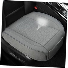 Linen Front Car Seat Cover Protector Anti-Slip 1pc Triangular Pattern-Gray