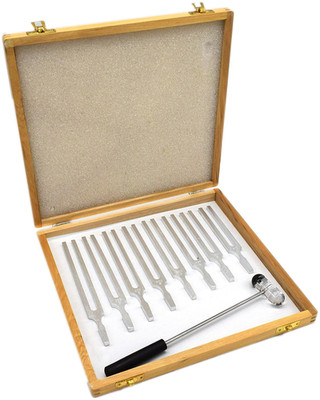 - Scientific Pitch Tuning Fork Set, 8 Forks (C4=256Hz), Includes Mallet &