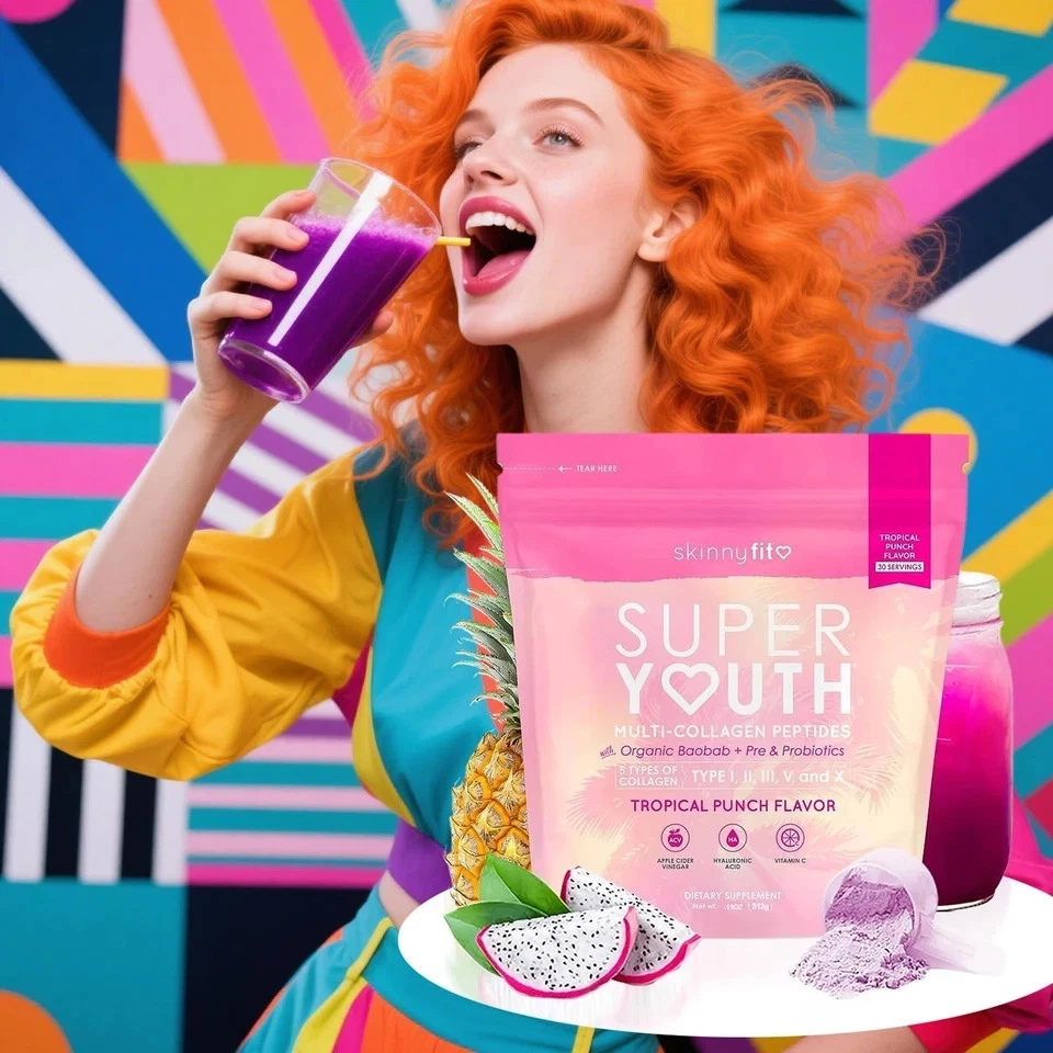 Skinny Fit Super Youth Collagen Peptides SkinnyFit Tropical Punch Flavor 2 Pack - Image 2 of 4
