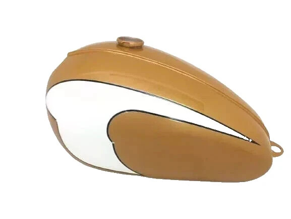 Triumph T120 Golden & White Painted Steel Petrol Fuel Gas Tank | Fit For