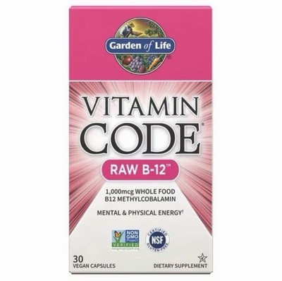 Garden of Life Vitamin Code Raw B-12 1000mcg Vegan Capsules Gluten-Free 30ct