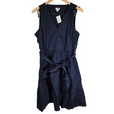 J. Crew Navy Blue Faux-wrap Sleeveless Wrap Tiered mini Dress Size 12