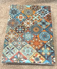 Mosaic Patterned Blank Journal Notebook, Multicolor Decorative Design
