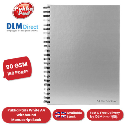 Pukka Blöcke A4 drahtgebundenes Handschriftenbuch - 160 Seiten, 90 g/m² fein liniertes Papier