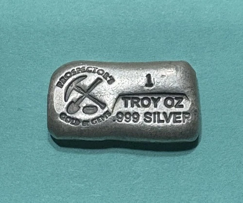 Prospectors 1 TROY OZ .999 FINE SILVER Poured Bar ⭐️⭐️⭐️⭐️⭐️