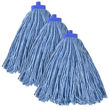 Matthew Cleaning Screw-on Heavy Duty Cotton Wet Mop Replacement Heads(Blue,