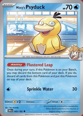 Misty's Psyduck 045/182 Pokémon SV10: Destined Rivals Uncommon Regular 2025 NM