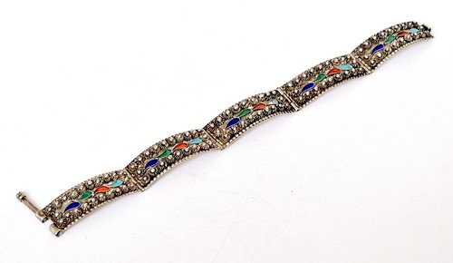 Bracelet Multicolore Émail 925er Argent Z687 - Photo 4/9