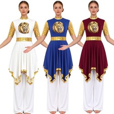 Women Dance Dress Sequin Praise For Stage Performance Liturgical Church Costume