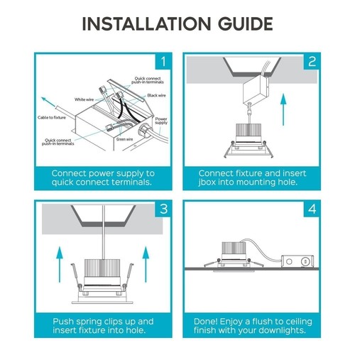 Luxrite 4 Inch Gimbal Square LED Recessed Light 5 Color Options Dimmable Black - Picture 6 of 7