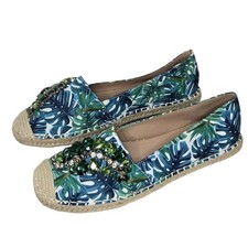Lauren Lorraine Espi Green Multi Slip On Size 9 Palm Leaves Espadrille
